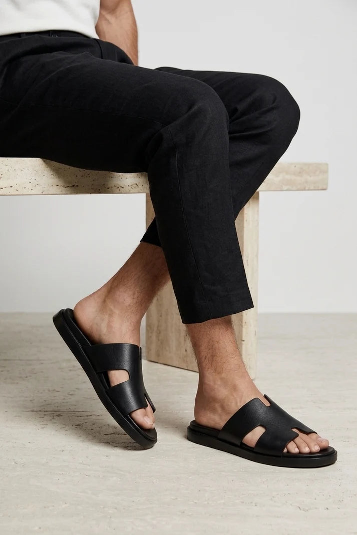 Sandales Cuir Noir - LPixel Shoes