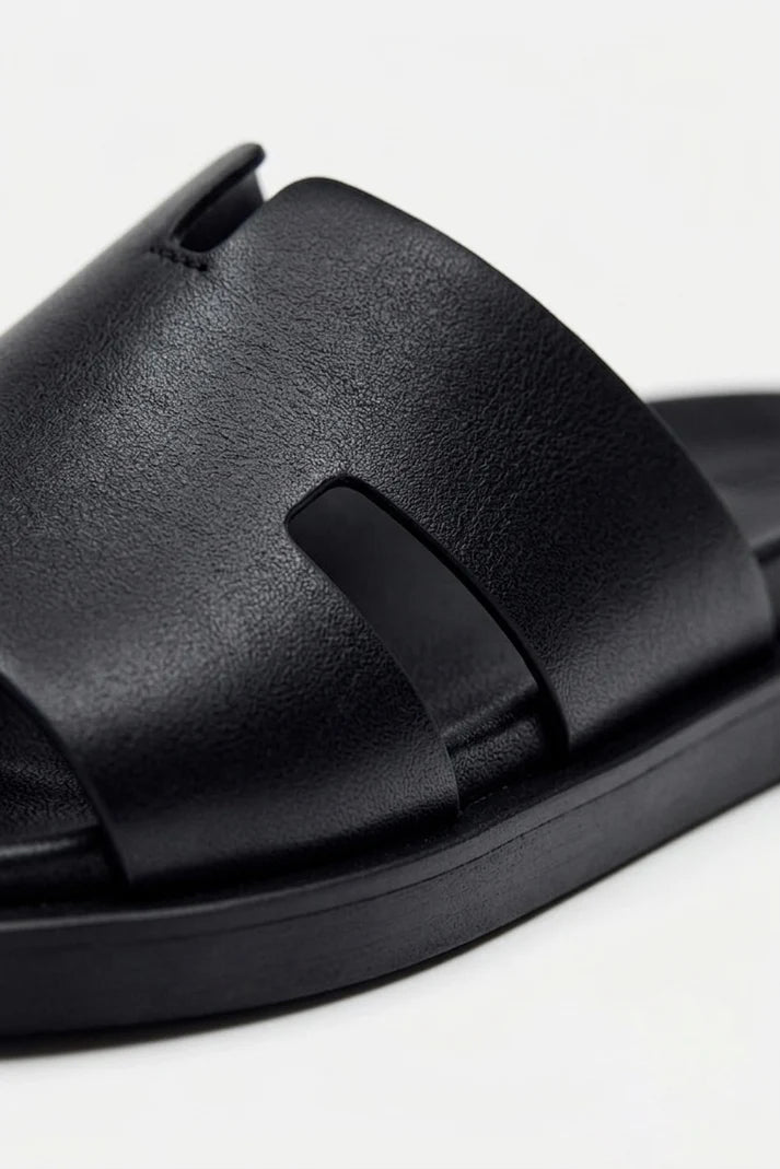 Sandales Cuir Noir - LPixel Shoes